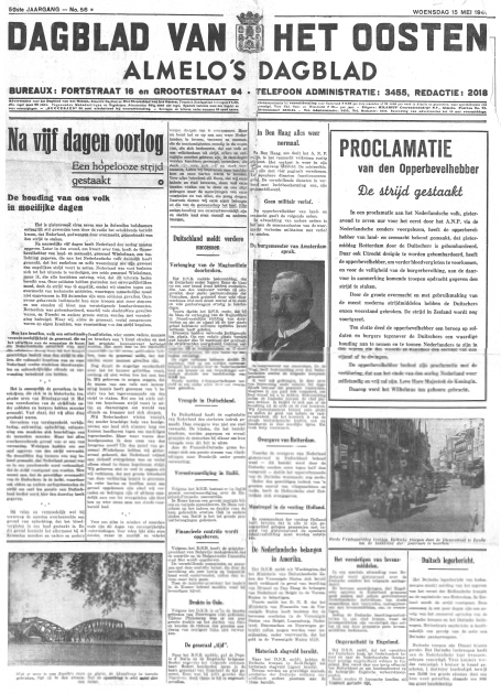 19400515 Dagblad van het Oosten De strijd gestaakt