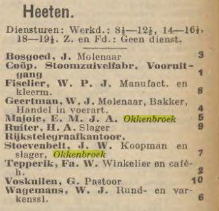 Telefoongids 1928 Stoevenbelt en Majoie Huize Okkenbroek